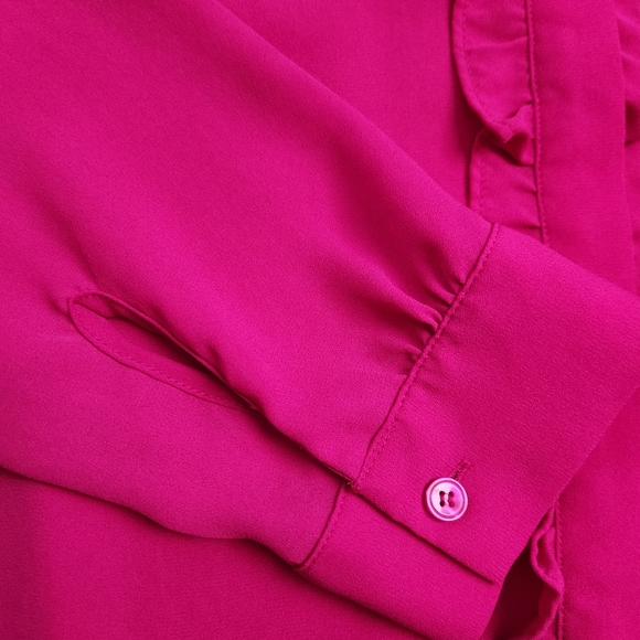 Talbots Women's Fuchsia Collarless Blouse, size S - Picture 5 of 6